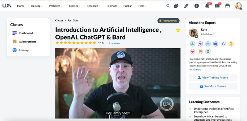 Wealthy Affiliate - Expert class on OpenAI and Bard